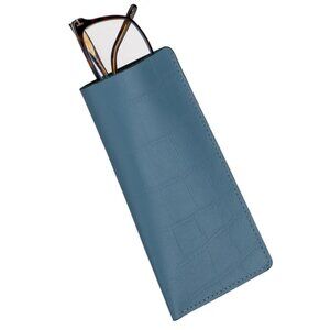 Sleek Calfskin Glasses Case – Alligator Pattern Craftsmanship - Seaside Blue
